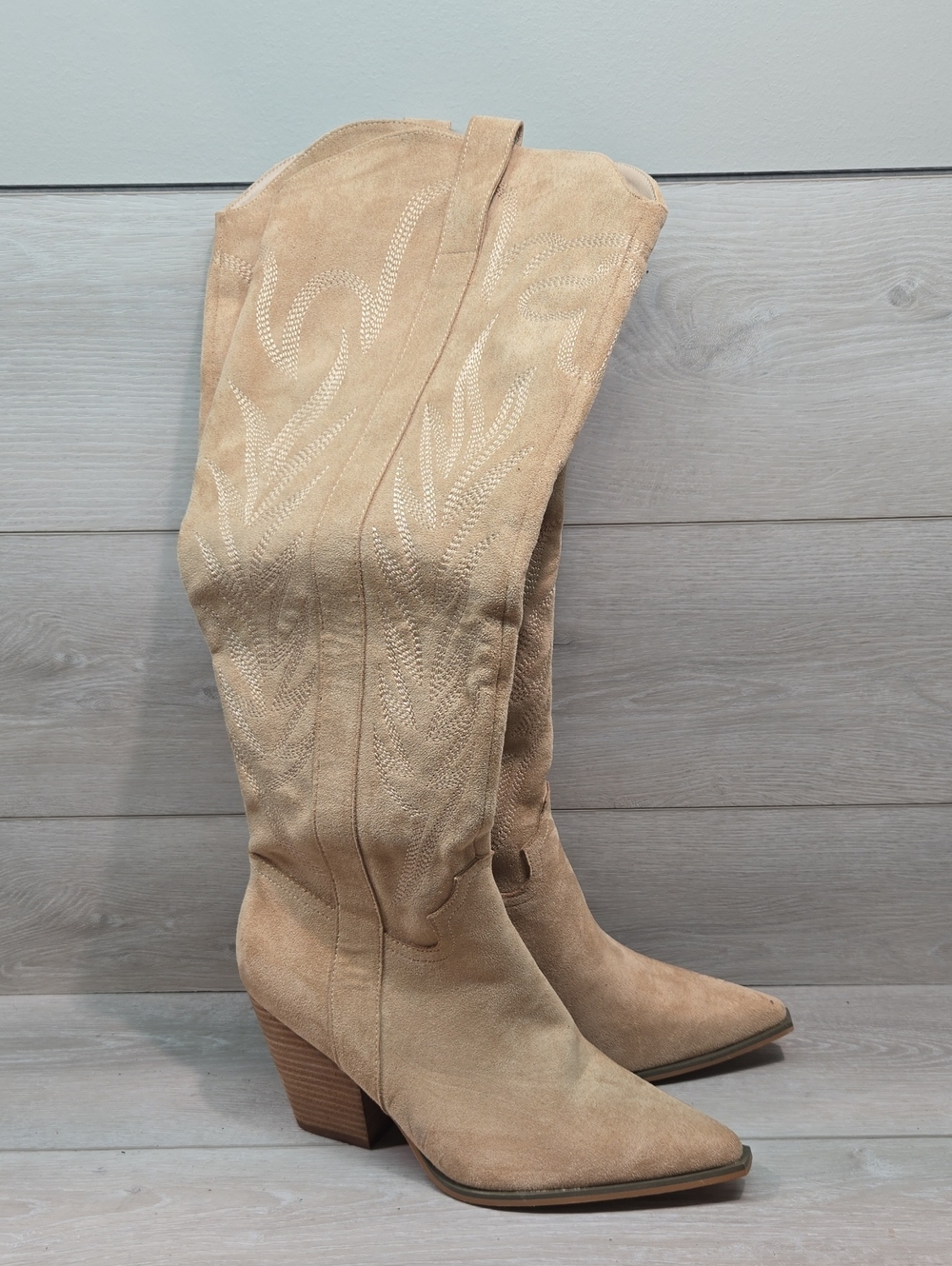 New Oasis Society Women Tall Pointed Toe Heels Hobo Vegan Leather Shoes Boots 10